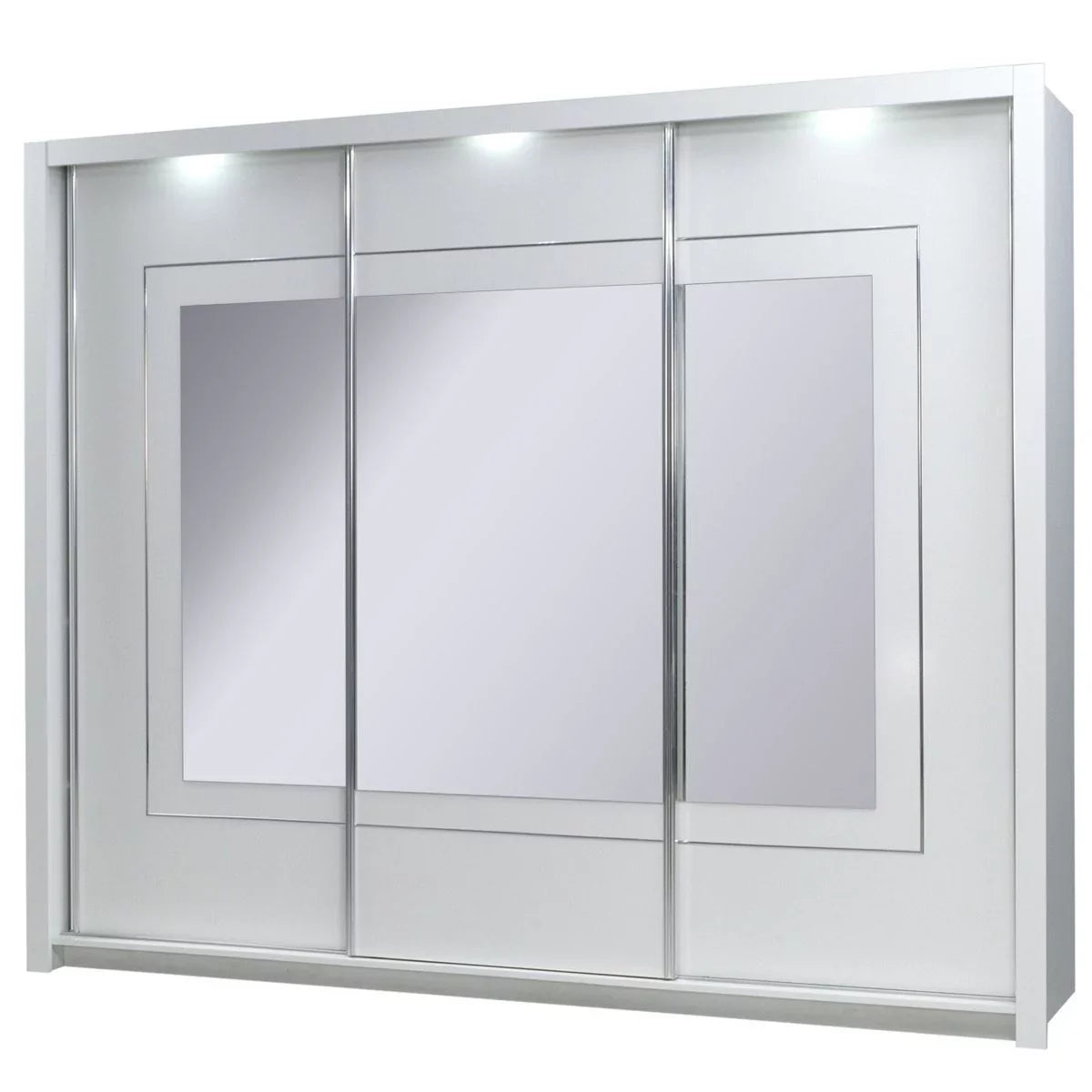 Paxton 3-Door Mirrored Gloss Sliding Wardrobe - White