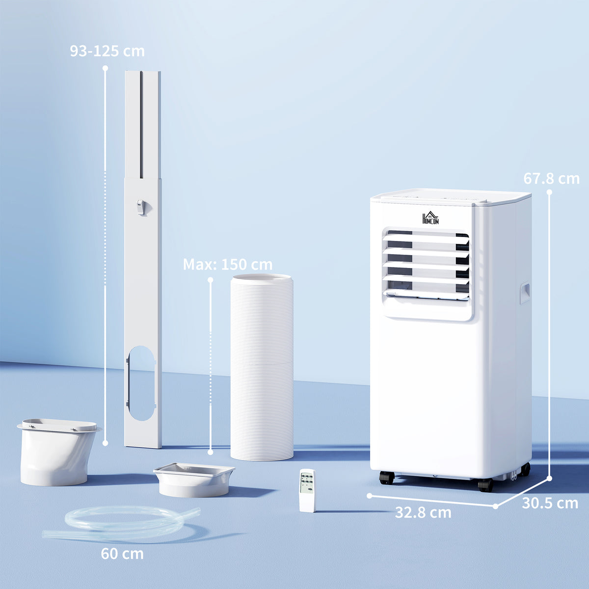 HOMCOM 5000 BTU Portable Air Conditioner, 4-in-1 Air Conditioning Unit, Dehumidifier, Cooling, Fan, Sleep Mode, with Remote Control, 2 Speeds, 24H Timer, Window Venting Kit, 12m²