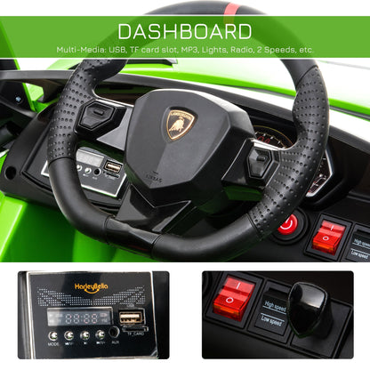 Battery-powered Kids Electric Ride On Car Lamborghini Aventador Sports Racing Car Toy with Parental Remote Control Music Green 12V