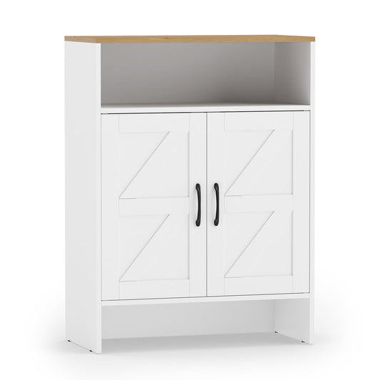 Shoe Cabinet with 2 Barn Doors in White