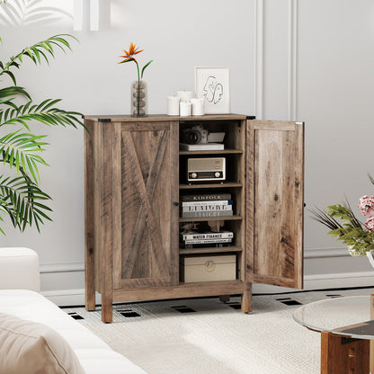 6-Tier Farmhouse Shoe Storage Organizer Freestanding Wooden Shoe Rack-Oak