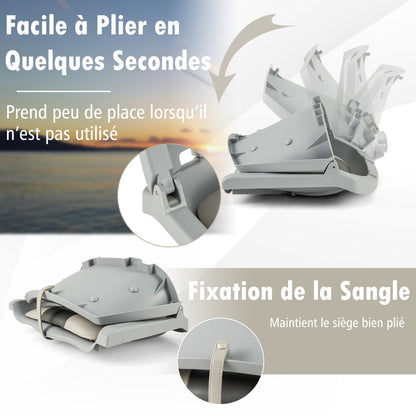 Folding Low Back Boat Seat with Mounting Hardware for Fishing-Grey