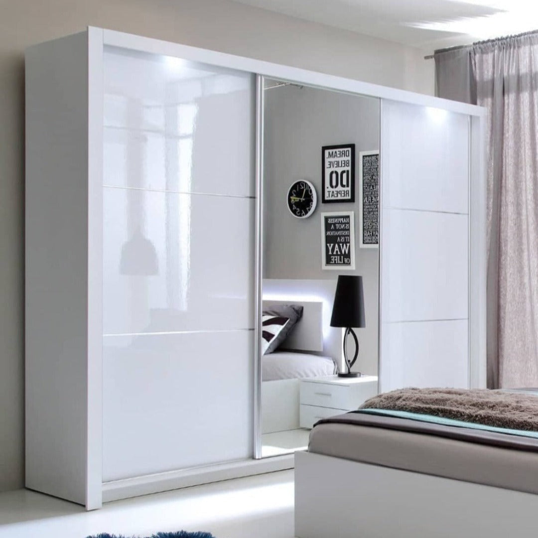 Siena 12 Sliding Door Wardrobe 258cm with LED