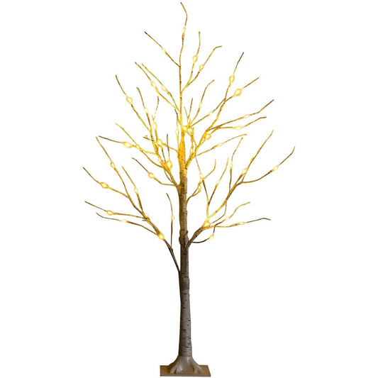 Silver Christmas Twig Tree with Warm White LED Lights for Indoor Decoration