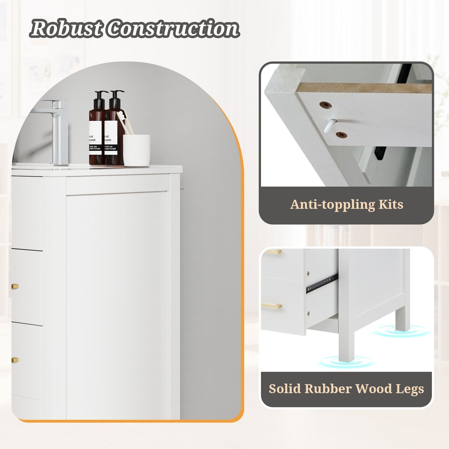 76CM 2-Tier Bathroom Vanity with Sink and Adjustable Shelve-White