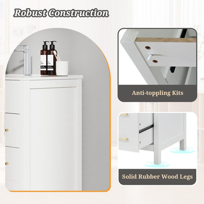 76CM 2-Tier Bathroom Vanity with Sink and Adjustable Shelve-White
