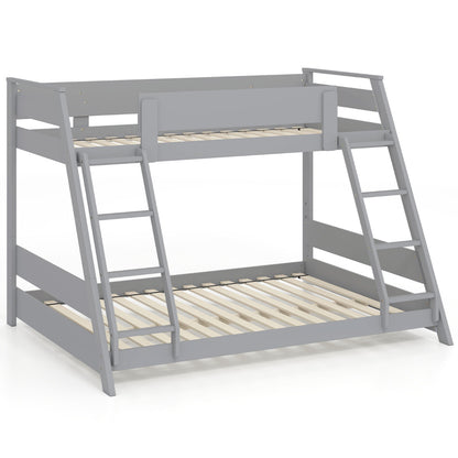 Single Over Double Bunk Bed with Ladders and Safety Guardrails-Grey