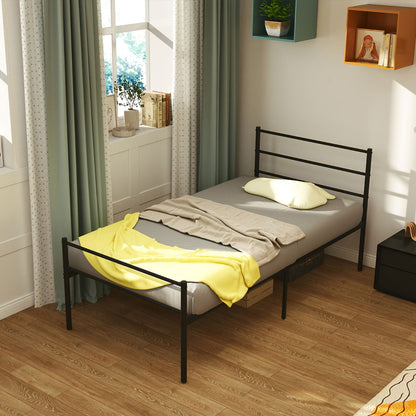 Single Size Modern Bed Frame with Metal Slat Support-Black