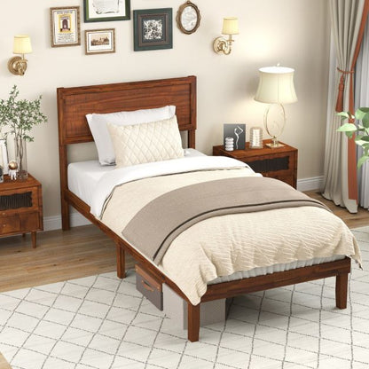 Single/King Size Bed Frame with Headboard and Slats Support-Single Size