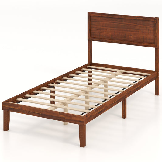 Single/King Size Bed Frame with Headboard and Slats Support-Single Size