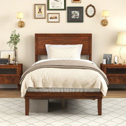 Single/King Size Bed Frame with Headboard and Slats Support-Single Size