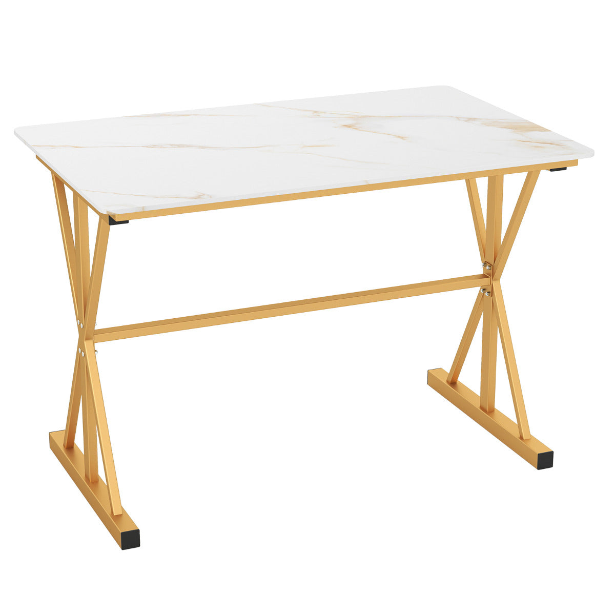 Sintered Stone Dining Table with Metal Frame-Golden