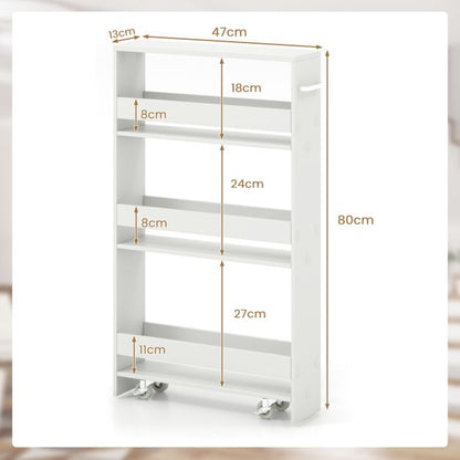 4-Tier Slim Storage Cart with Open Shelves-White