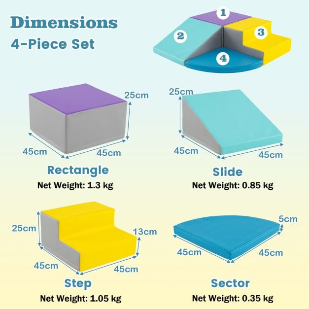 4 pcs. Foam building blocks for romping &amp; climbing giant building blocks large building blocks blue + purple