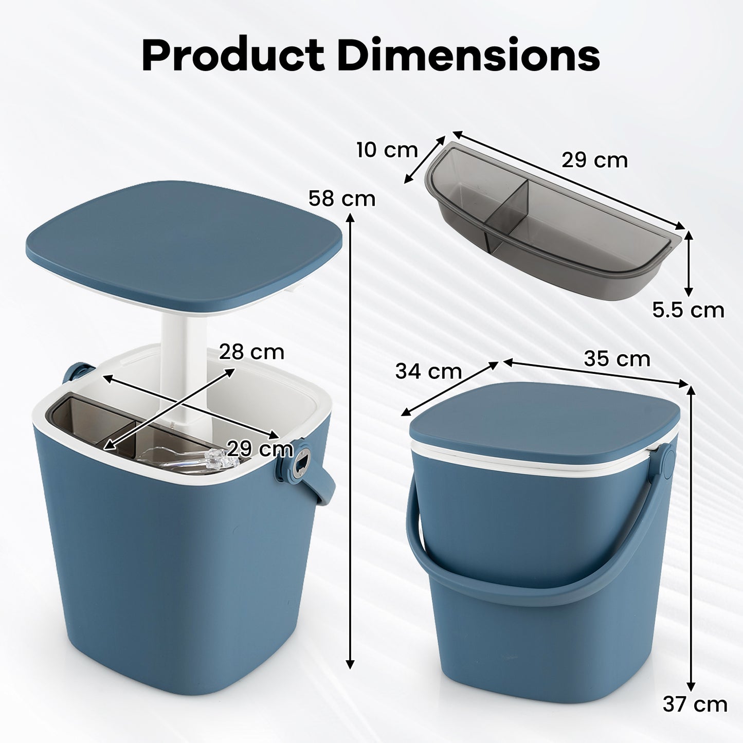 Portable Cooler Side Table with Handle and Bottle Opener-Blue