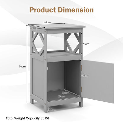 Bathroom Floor Cabinet with Open Compartment and Single Door-Grey