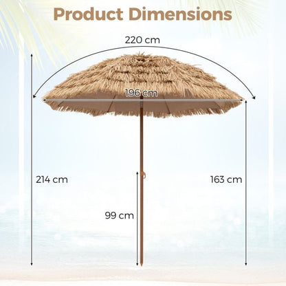 196 cm Hula Thatched Tiki Umbrella with Tilt