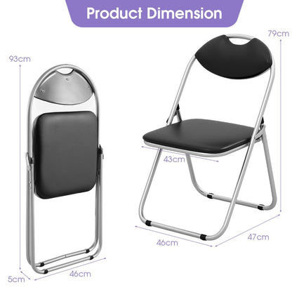 Set of 6 Folding Chair with Padded Seat and Stable U-shaped Frame for Office/Party/Conference/Dining Room