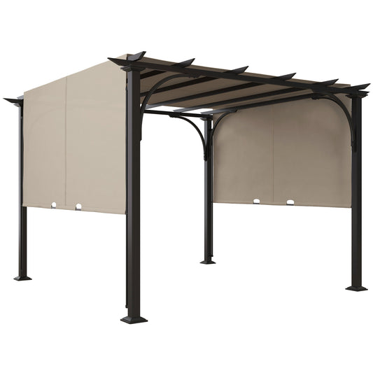 Outsunny 3 x 3(m) Pergola zewnętrzna, ogrodowa pergola z regulowanym zadaszeniem, beżowa
