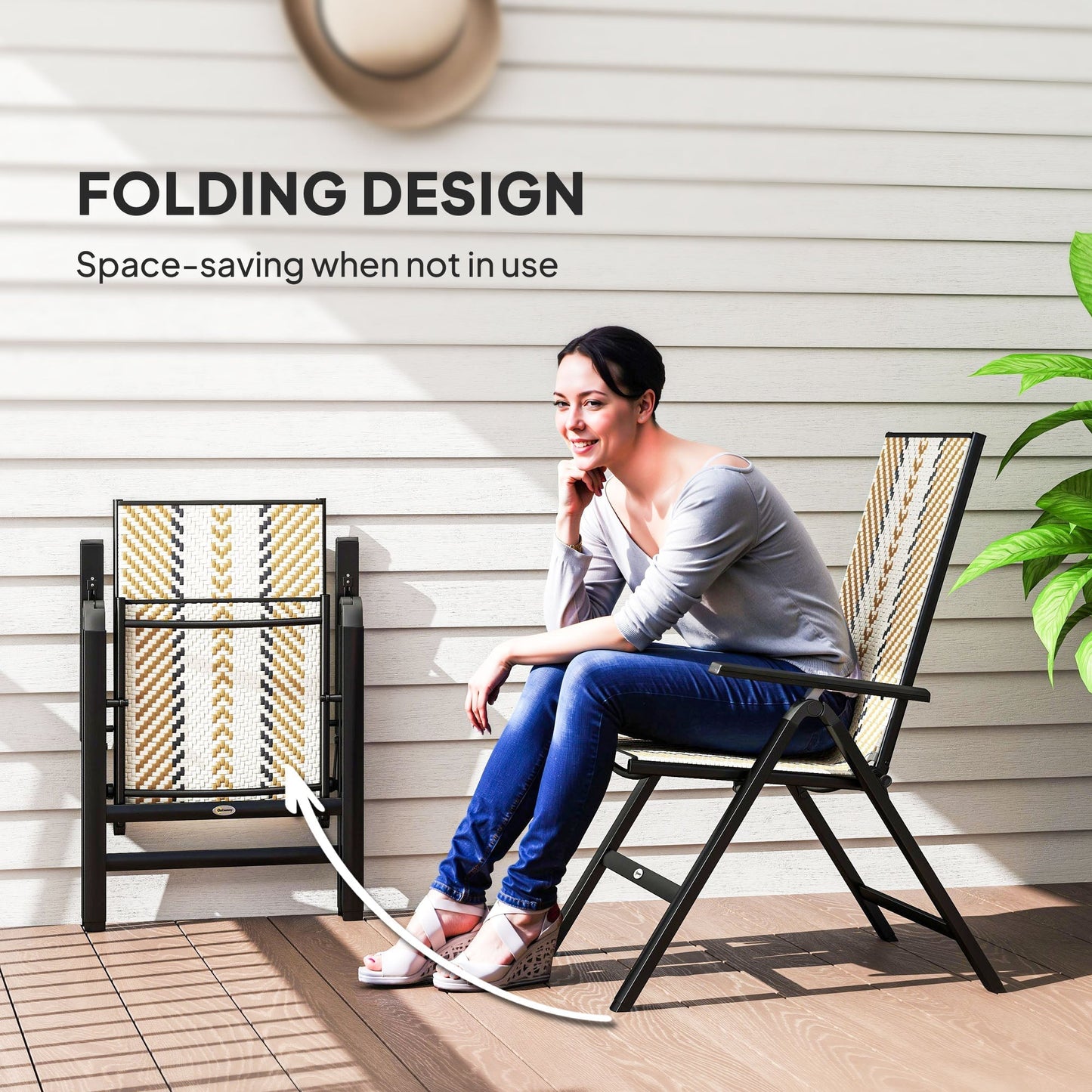 Outsunny Rattan Reclining Garden Chairs - Orange