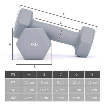 SPORTNOW Dumbbells Set with Storage Rack, 2 x 1kg, 2 x 2kg, 2 x 3kg, Green