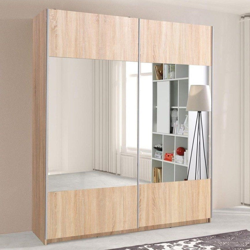 Valero 2-Door Sliding Wardrobe 175cm - Plum Wallis, Wenge or Sonoma Oak