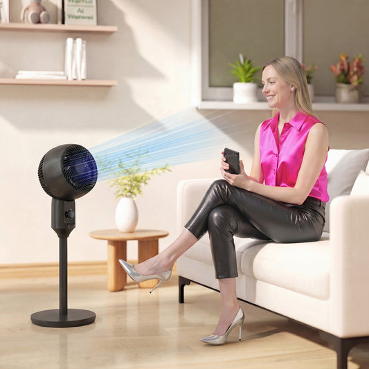 HOMCOM Air Circulator Fan Pedestal Cooling Fan with 3 Speed and Carry Handle, 9 Inch, Black