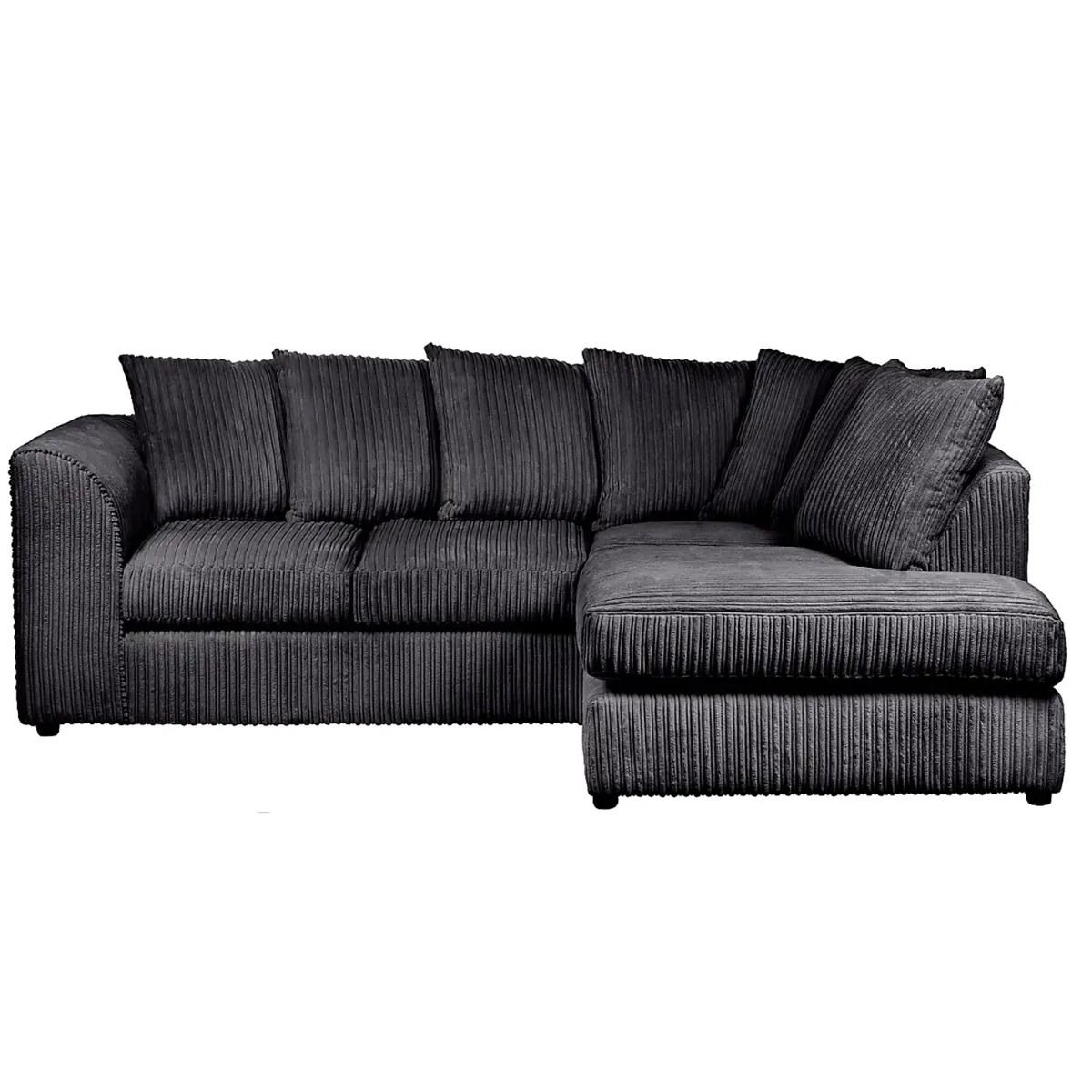 Blake Jumbo Cord Black Corner Sofa - Right and Left Arm