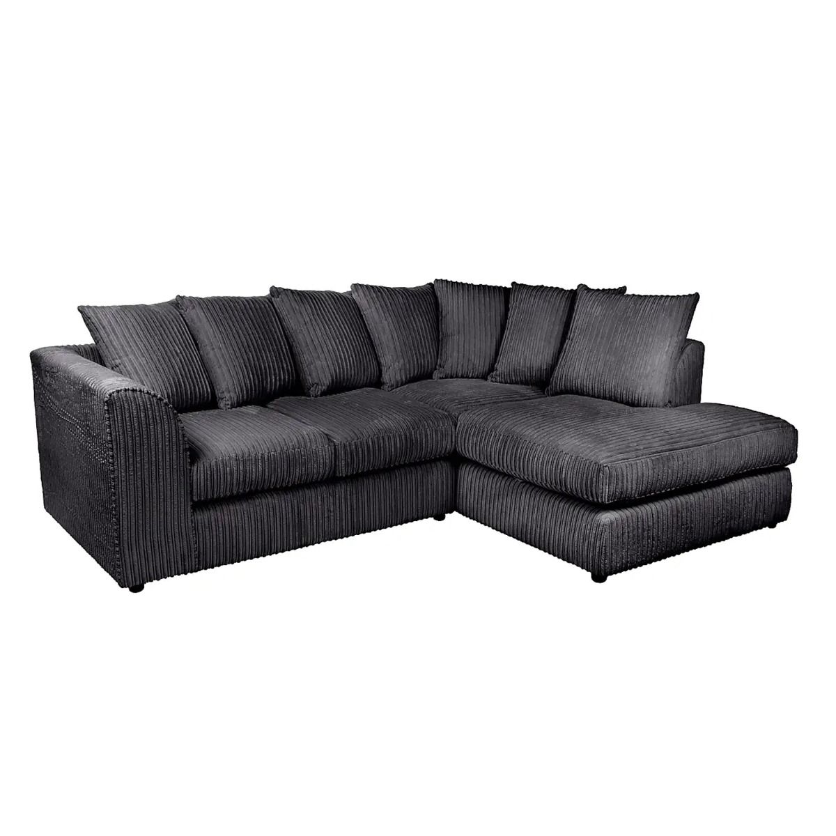 Blake Jumbo Cord Black Corner Sofa - Right and Left Arm