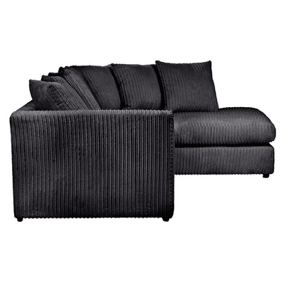 Blake Jumbo Cord Black Corner Sofa - Right and Left Arm