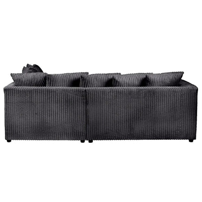 Blake Jumbo Cord Black Corner Sofa - Left and Right Arm