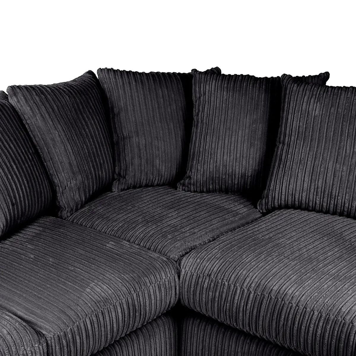 Blake Jumbo Cord Black Corner Sofa - Right and Left Arm