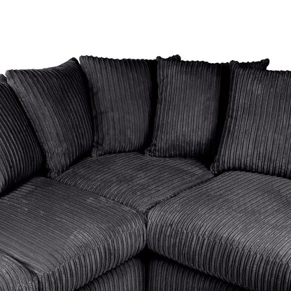 Blake Jumbo Cord Black Corner Sofa - Left and Right Arm