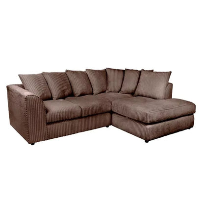 Blake Jumbo Cord Chocolate Corner Sofa - Left and Right Arm