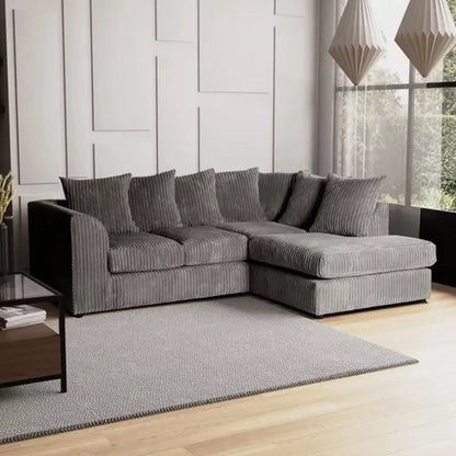 Blake Jumbo Cord Grey Corner Sofa - Right and Left Arm