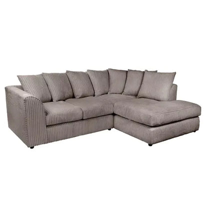 Blake Jumbo Cord Grey Corner Sofa - Right and Left Arm