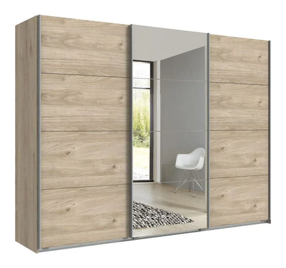 Sliding Wardrobe AMBER 3 Door Mirrored Wardrobe Oak 270cm