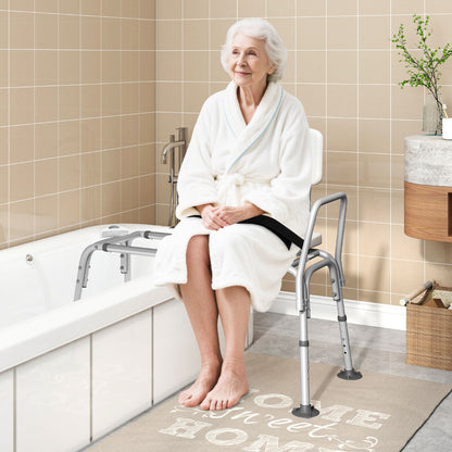 Sliding Tub Transfer Bench Adjustable Inside Bathtub Chair with Safety Belt