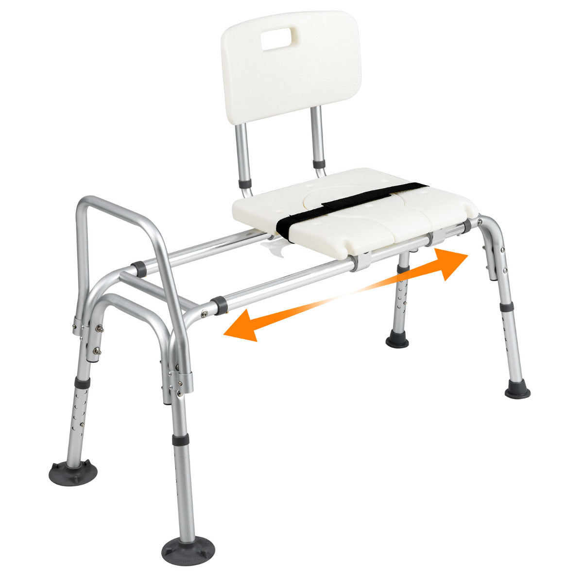 Sliding Tub Transfer Bench Adjustable Inside Bathtub Chair with Safety Belt