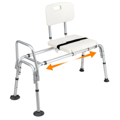 Sliding Tub Transfer Bench Adjustable Inside Bathtub Chair with Safety Belt