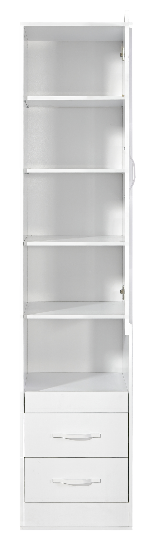 SPACEO Tall Storage Cabinet White / Oak Artisan / Black Handles