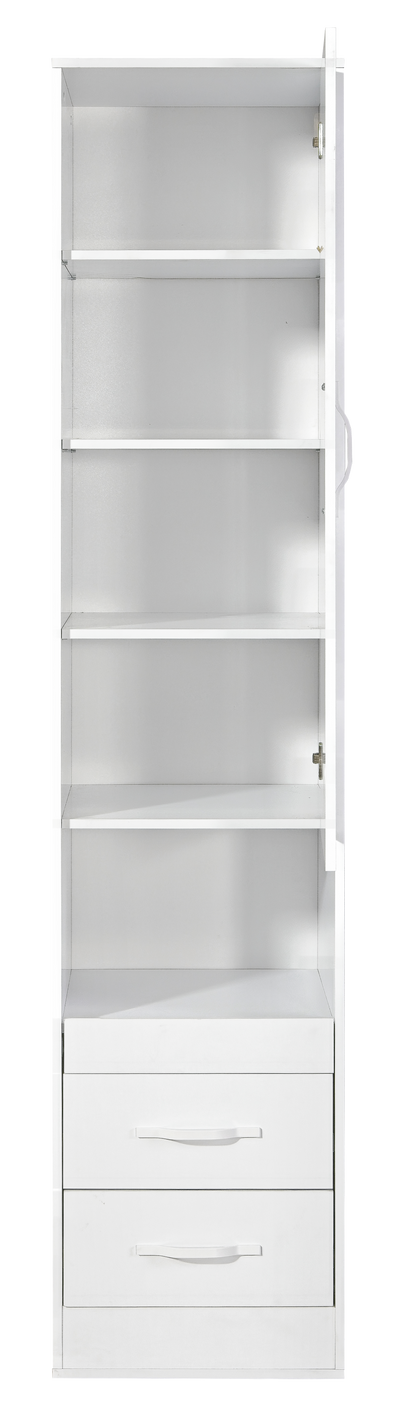 SPACEO Tall Storage Cabinet White / White Handles