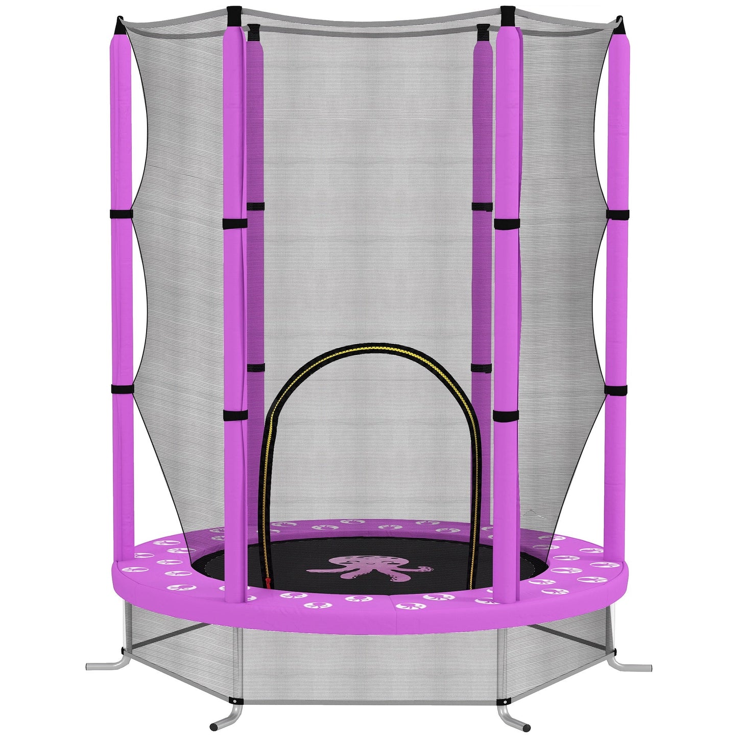 AIYAPLAY 4.6ft Toddler Trampoline w/ Safety Enclosure Net, for Indoor Outdoor Use, Ages 3-6 Years, Purple