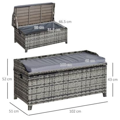 Skrzynia ogrodowa Outsunny 130 l Rattan z siedziskiem - mieszany szary