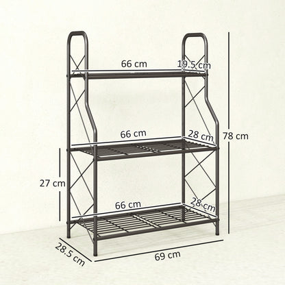 Outsunny 3-Tier Metal Plant Stand, Heavy Duty Ladder Shelf Potted Plants Display Rack, Indoor Outdoor Flower Pot Holder
