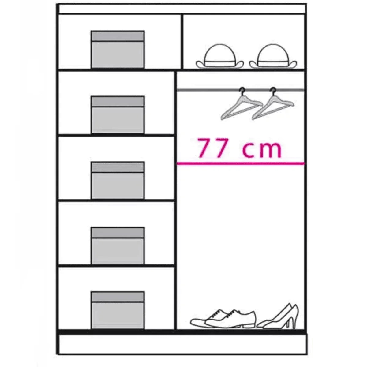 Cupola DO7 Sliding Door Wardrobe - 150cm