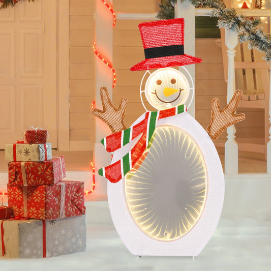 Pre-Lit Snowman with 2 Infinity Tunnel Lights and Top Hat