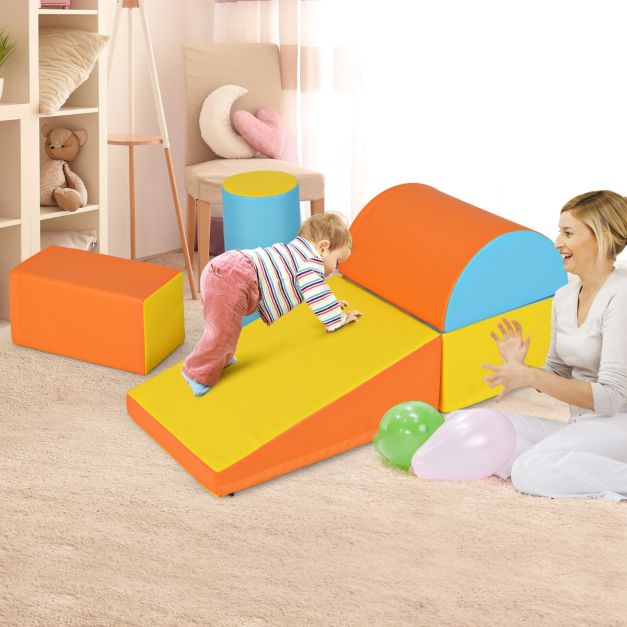5 pcs. Foam building blocks Giant building blocks for romping &amp; climbing Large building blocks Orange + Yellow