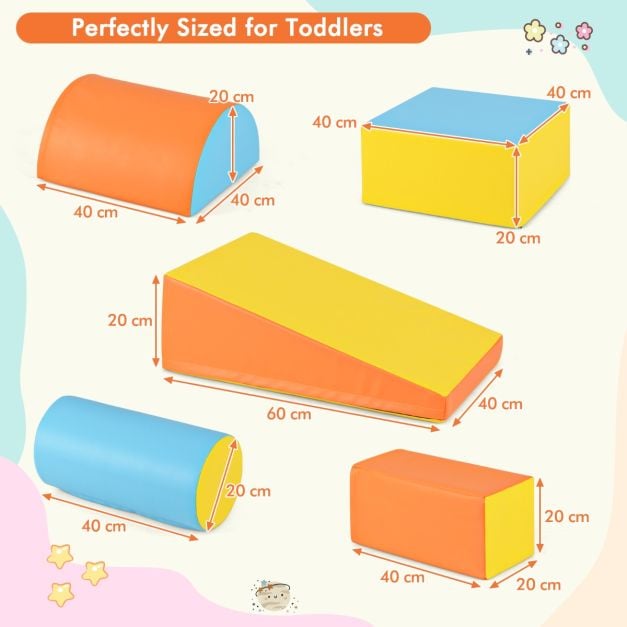 5 pcs. Foam building blocks Giant building blocks for romping &amp; climbing Large building blocks Orange + Yellow