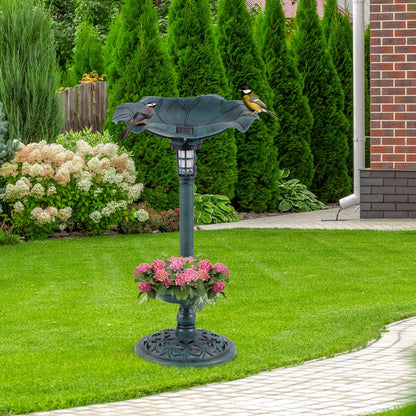 Solar-Powered Bird Bath and Feeder Combo Set for Garden Yard Lawn-Antique